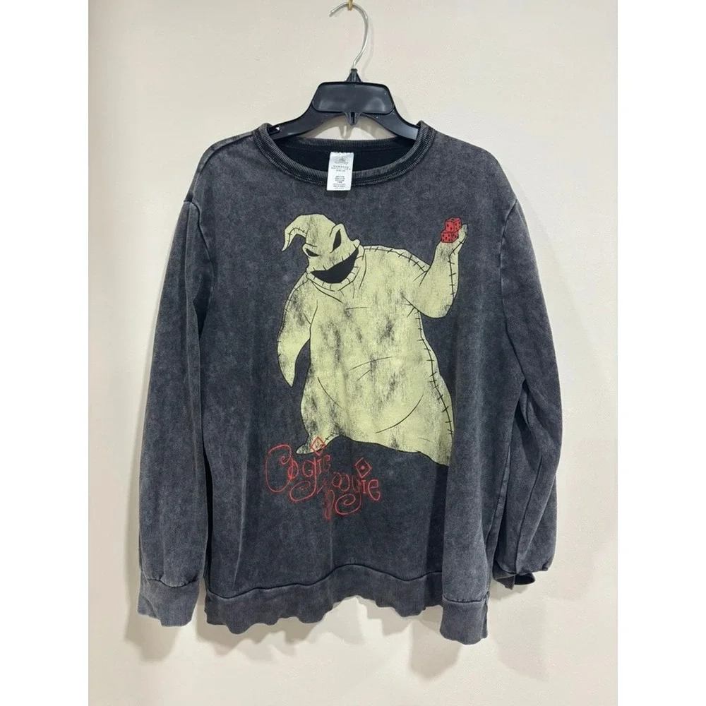Disney Oogie Boogie Sweatshirt XL Washed Goth Grunge‎ Nightmare Before Christmas
